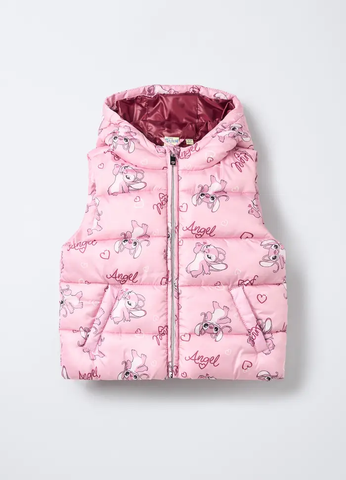Gilet Imbottito 220 Grammi Disney Con Cappuccio Bambina, Rosa chiaro