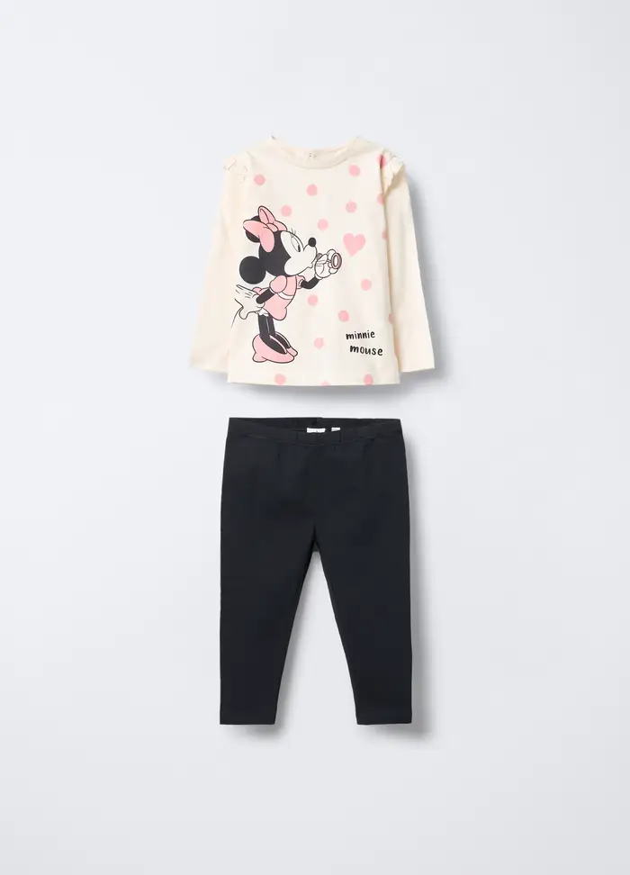 Jogging Set Disney In Jersey Di Puro Cotone, Bambina, Bianco
