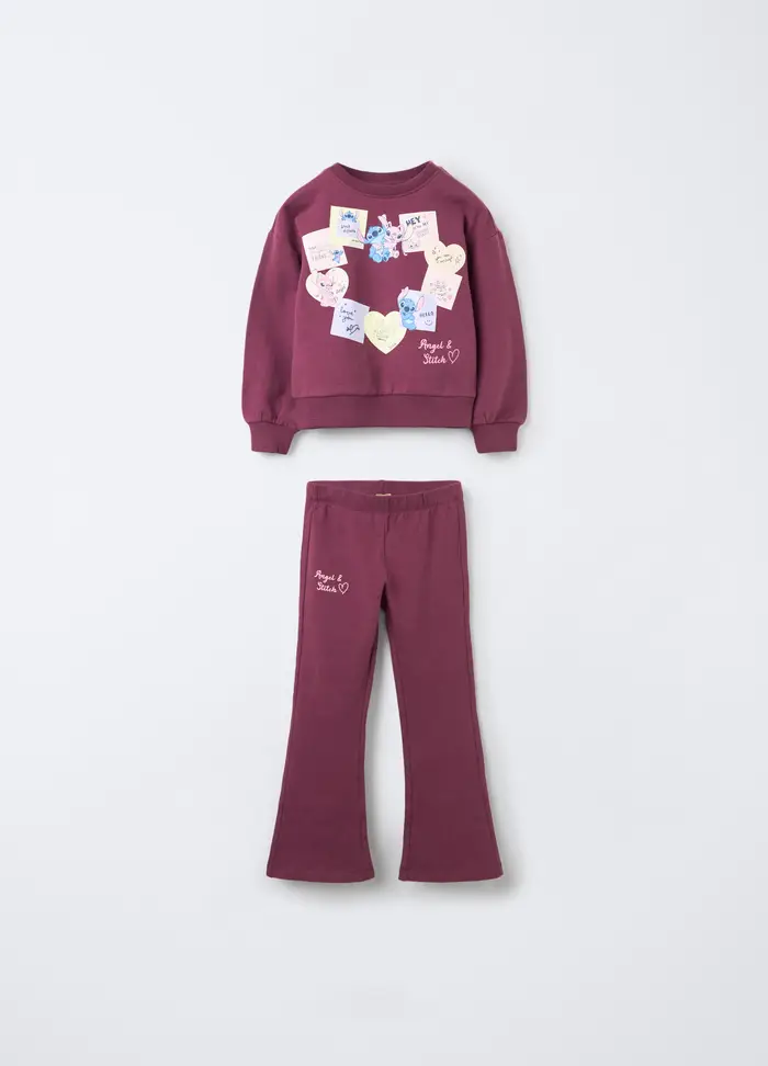 Disney Jogging Set In Cotone Garzato Stretch Bambina, Viola vinaccia