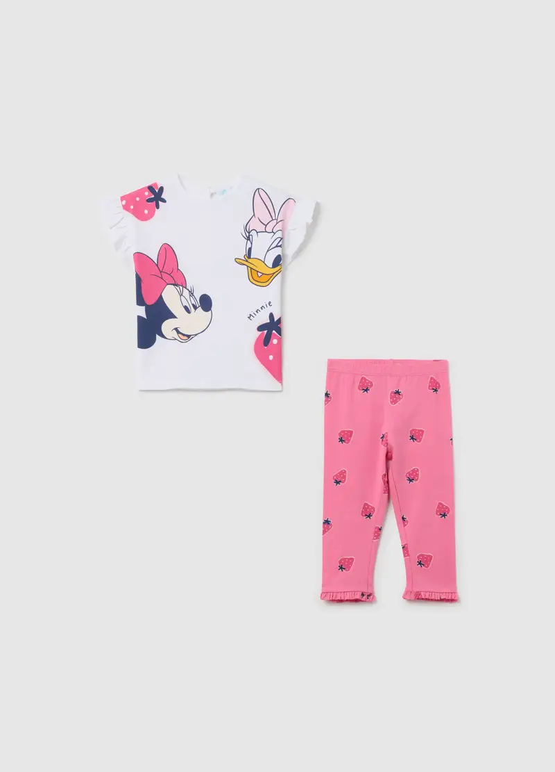Disney Jogging Set In Cotone Stretch Stampa Minnie E Paperina, Bambina, Multicolor, Taglia: 9
