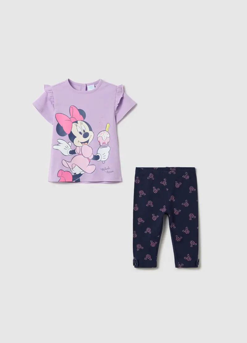Disney Jogging Viola E Blu In Cotone Stretch Stampa Minnie, Bambina, Multicolor, Taglia: 9