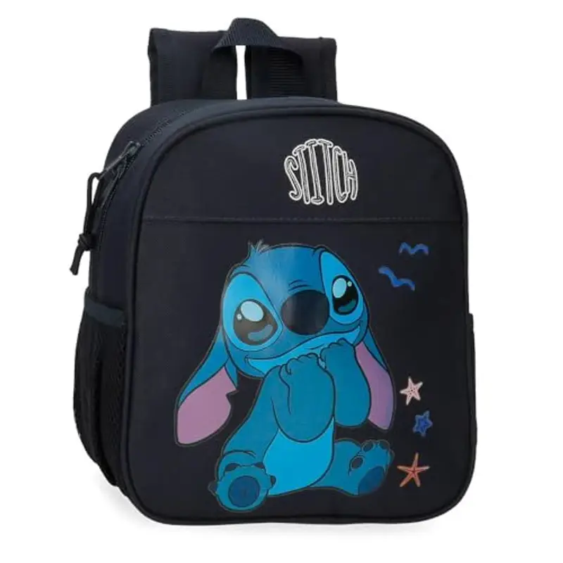 Disney Joumma Stitch Excited Zaino Prescolare Nero 21 x 25 x 10 cm Poliestere 5, 25 L, Nero, Taglia unica, Zaino