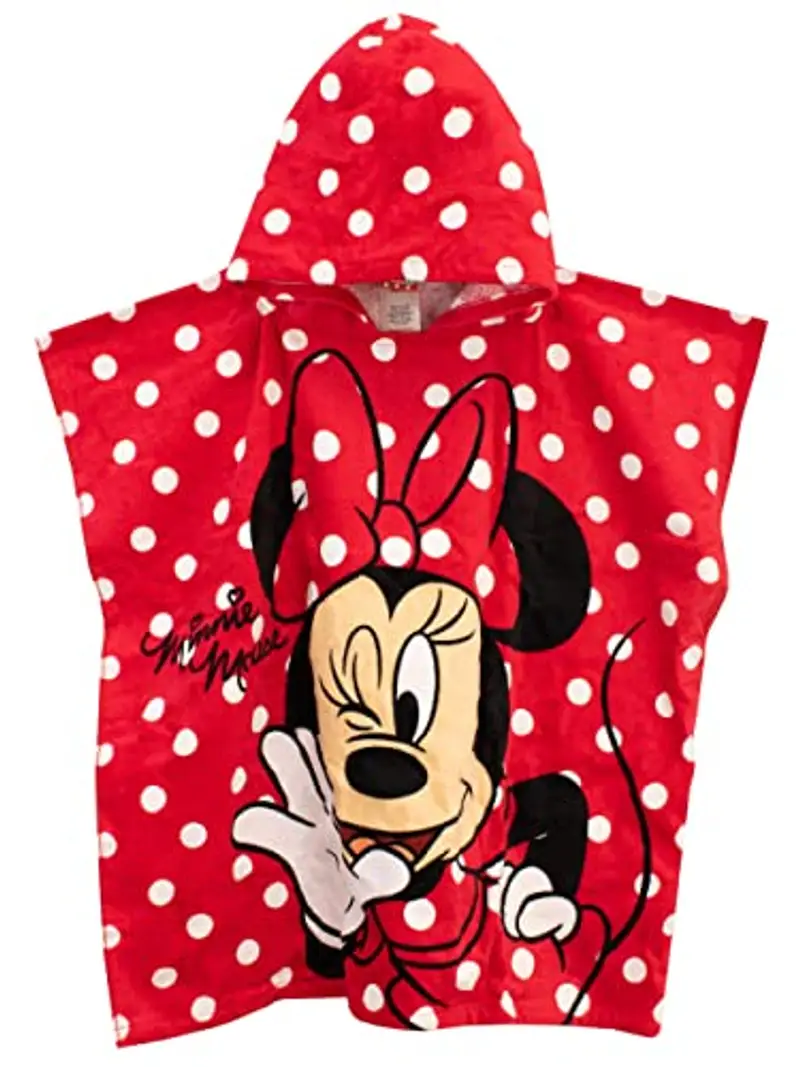 Disney Ragazze Minnie Mouse Asciugamano per bambini con cappuccio Poncho per il bagno o la spiaggia Rosso