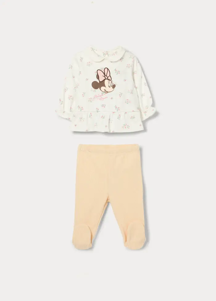 Disney Set In Interlock Di Puro Cotone Neonata, Bianco avorio