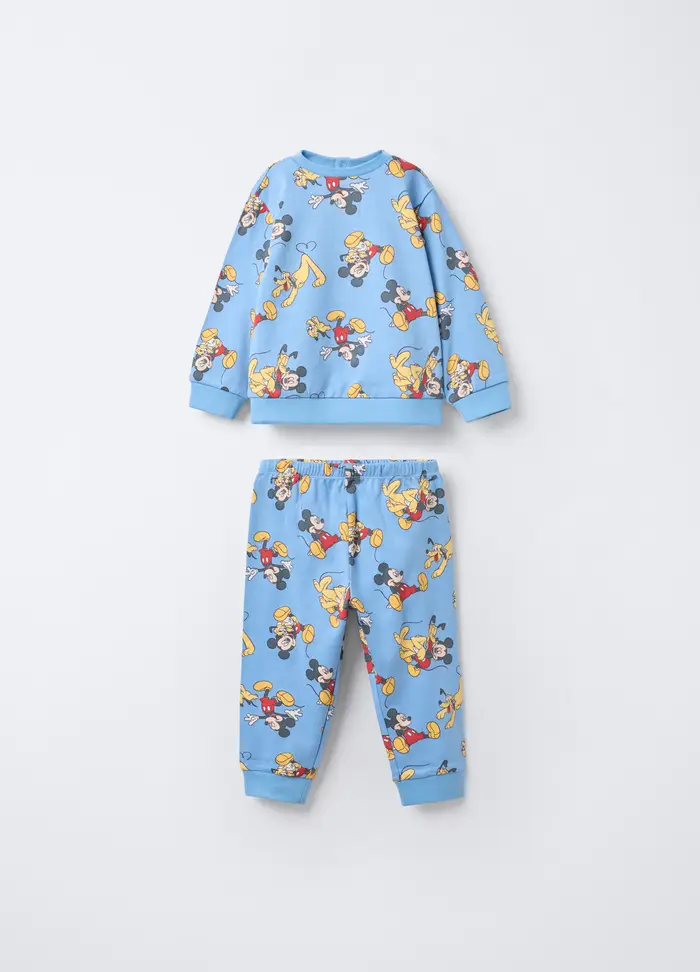 Disney Set Pigiama Lungo In Interlock Di Puro Cotone Bimbo, Neonato, Azzurro cielo