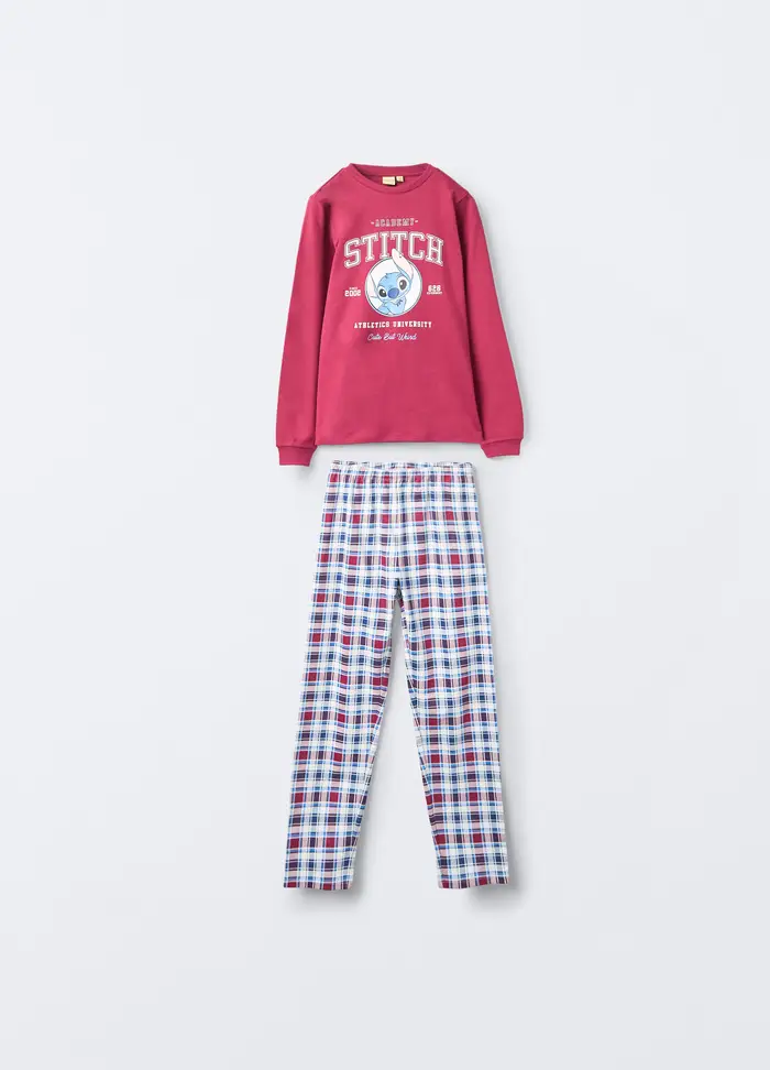 Disney Set Pigiama Lungo In Interlock Di Puro Cotone Ragazza, Bambina, Rosso scuro
