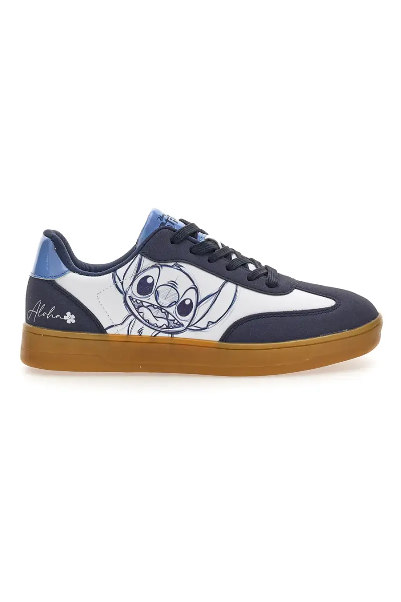 DISNEY Sneakers blu con grafica Stitch suola caramel D6020176S [BIANCO