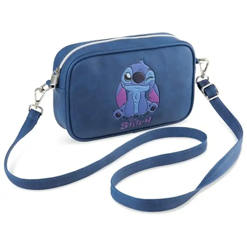 Disney Stitch Borsetta Borsa Tracolla con Cinturino Regolabile Bambina - Regali per Ragazze(Blu)