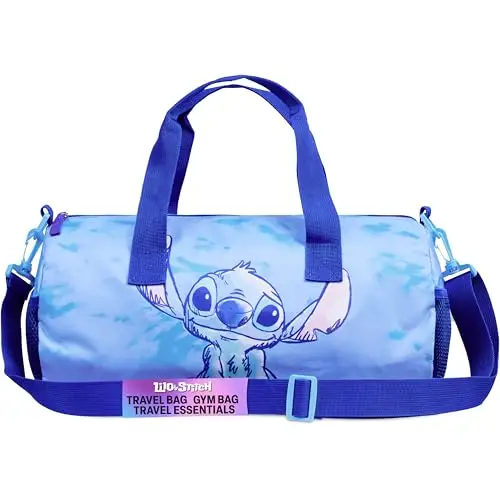 Disney Stitch Borsone da Palestra per Bambini, Borsa Sportiva 39, 5 × 19, 5 cm, 2 Tasche Laterali e Cinghie Regolabili