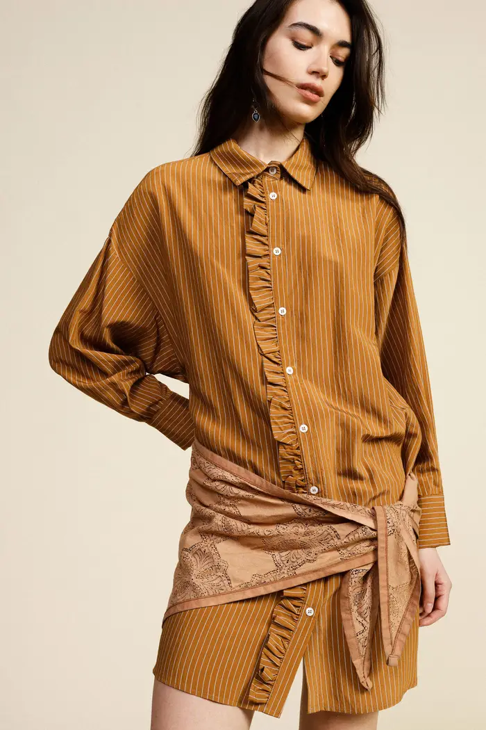 Dixie Abito corto a righe con fiocco frontale miniatura 4