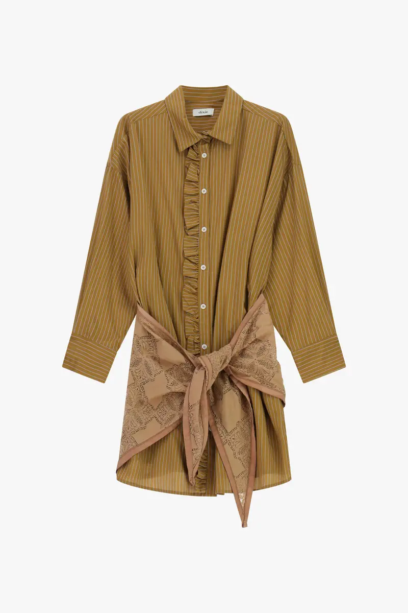 Dixie Abito corto a righe con fiocco frontale