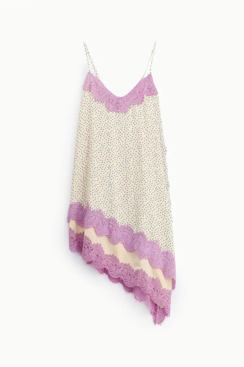 Dixie Abito corto stampa pois con inserti in pizzo