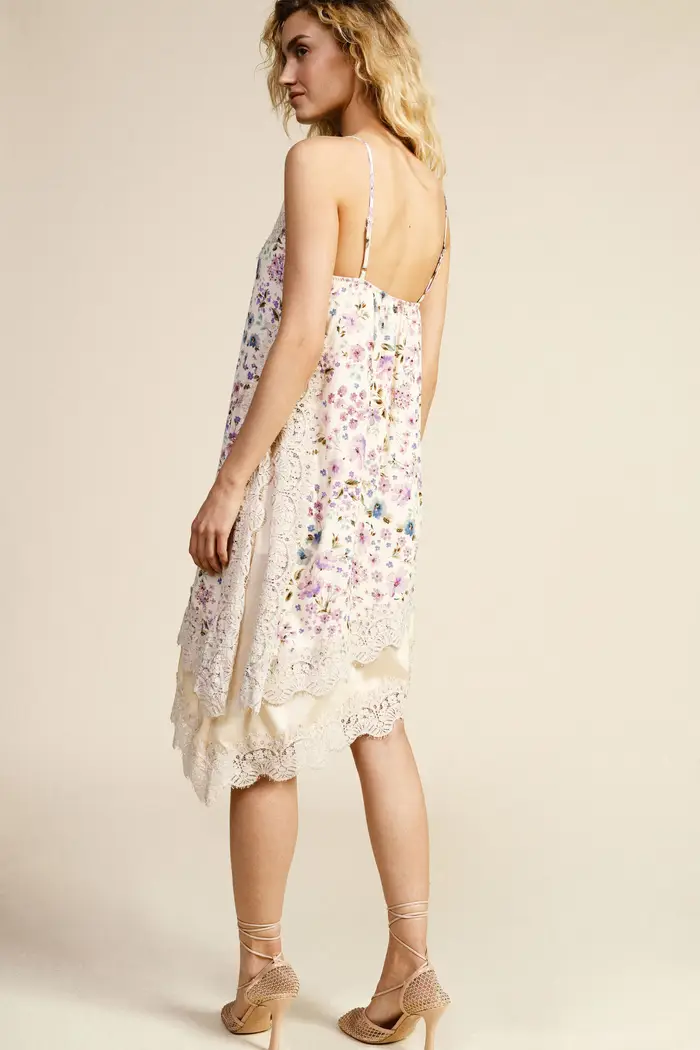 Dixie Abito mid-length con stampa floreale e pizzo miniatura 3