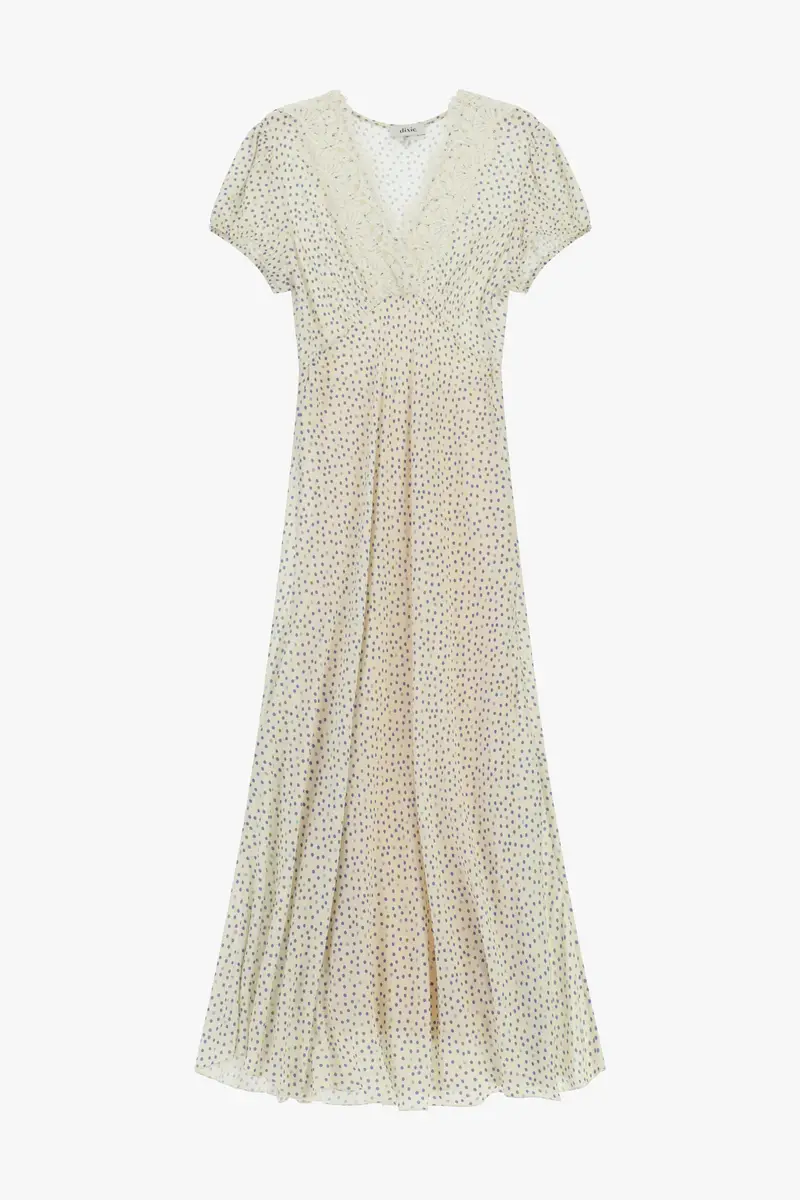 Dixie Abito midi con stampa delicata e scollo a v