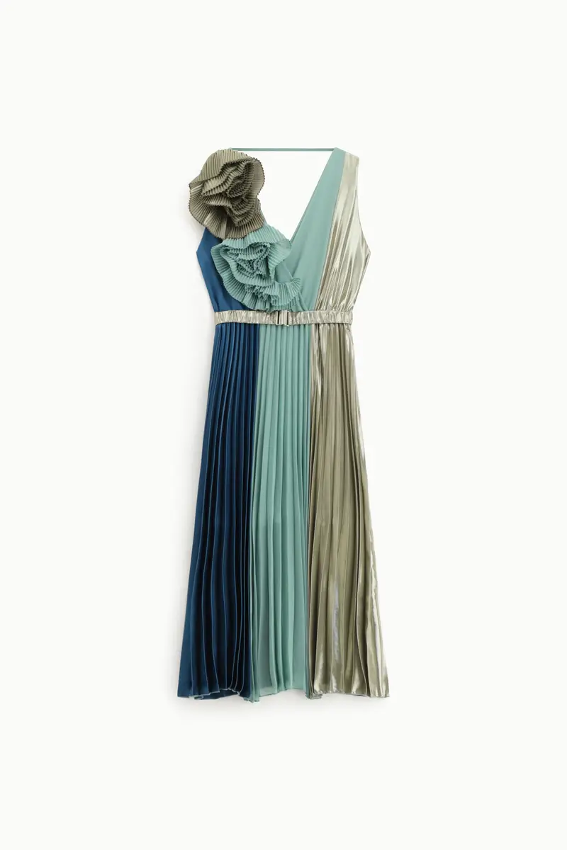 Dixie Abito midi plissé senza maniche con applicazione