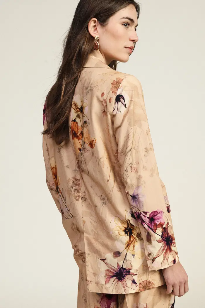 Blazer a stampa floreale con chiusura monopetto miniatura 3