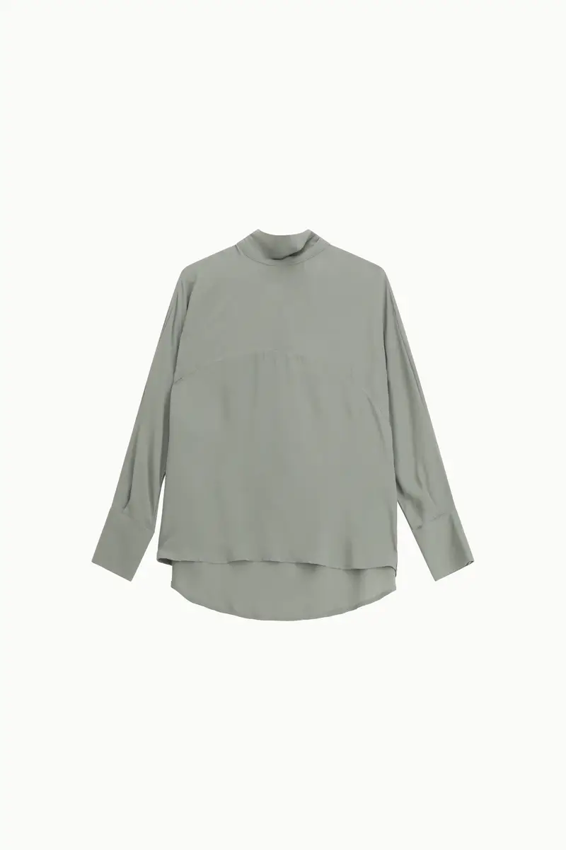 Dixie Blusa con collo alto e fondo stondato