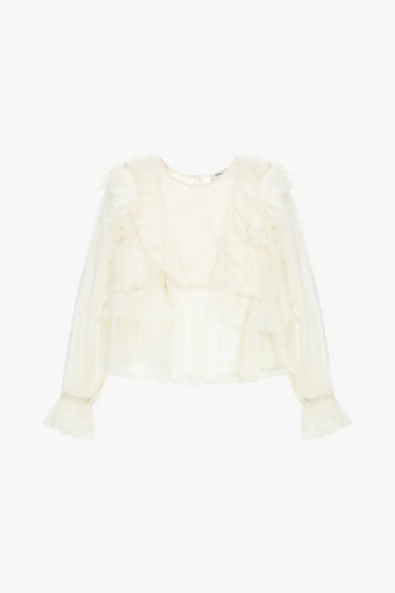 Dixie Blusa con volant e ricami in pizzo