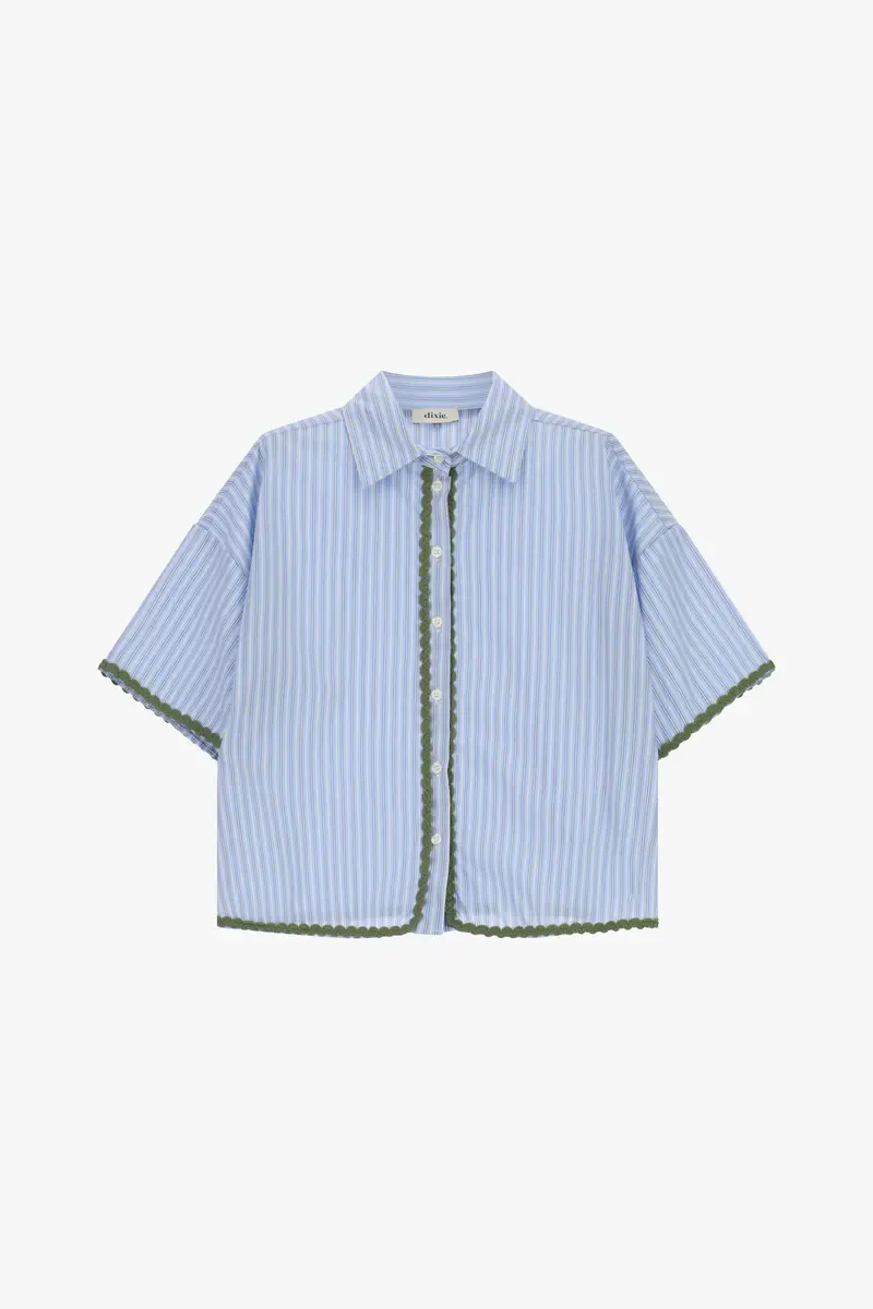 Dixie Camicia a righe con profili smerlati e maniche corte