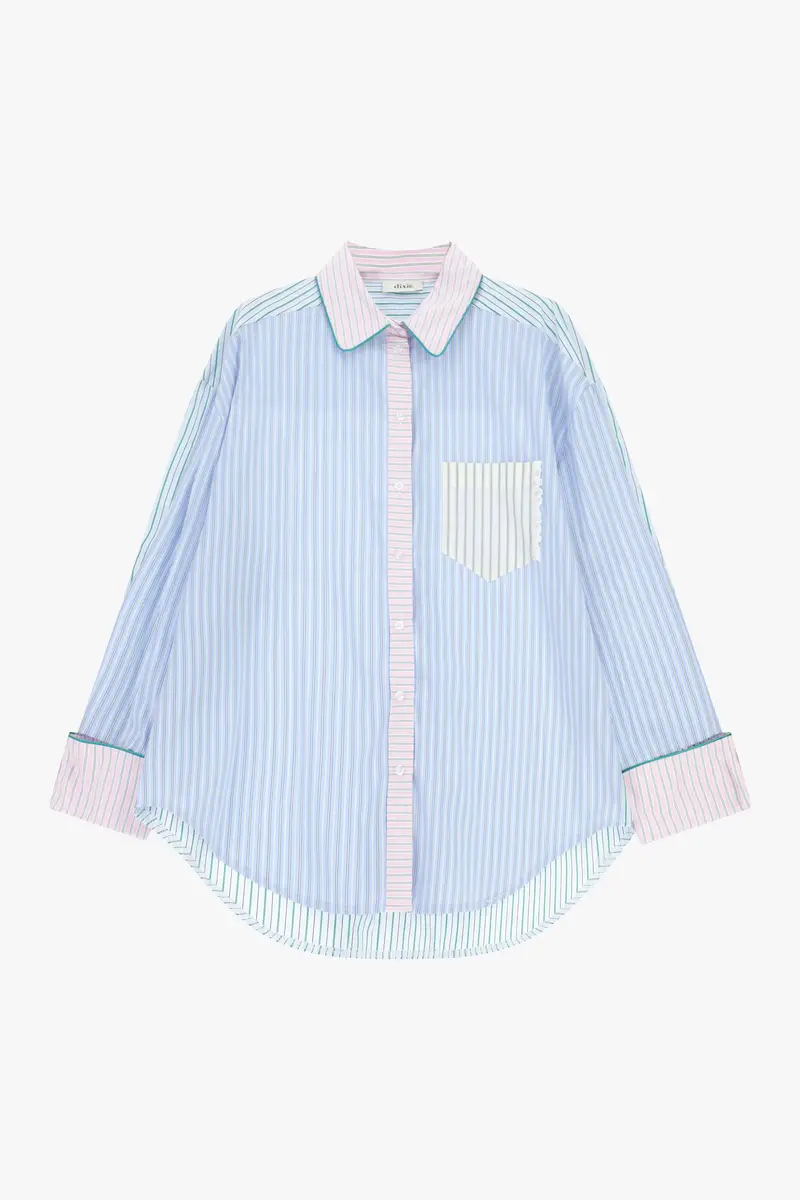 Dixie Camicia a righe con taschino e dettagli multicolor