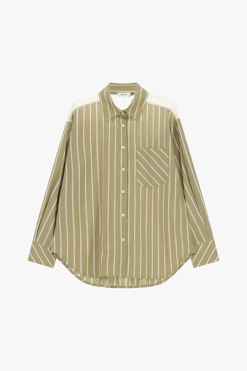 Dixie Camicia a righe con taschino e dettagli pizzo