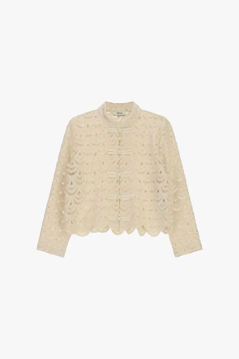 Dixie Camicia in pizzo con colletto alla coreana