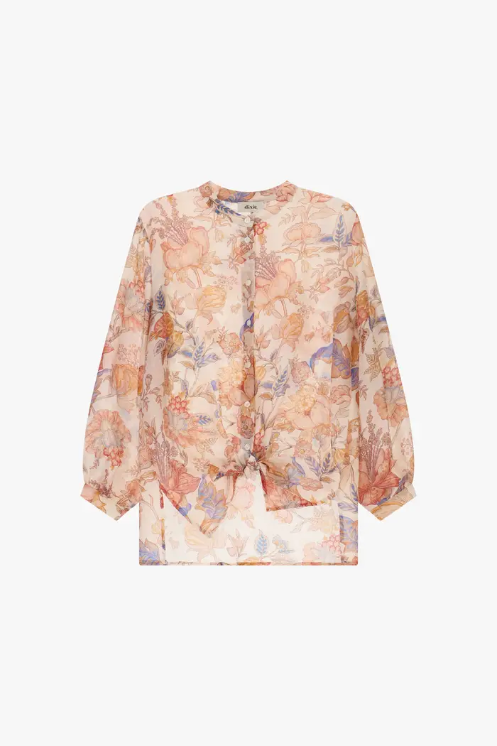 Dixie Camicia stampa floreale con nodo frontale