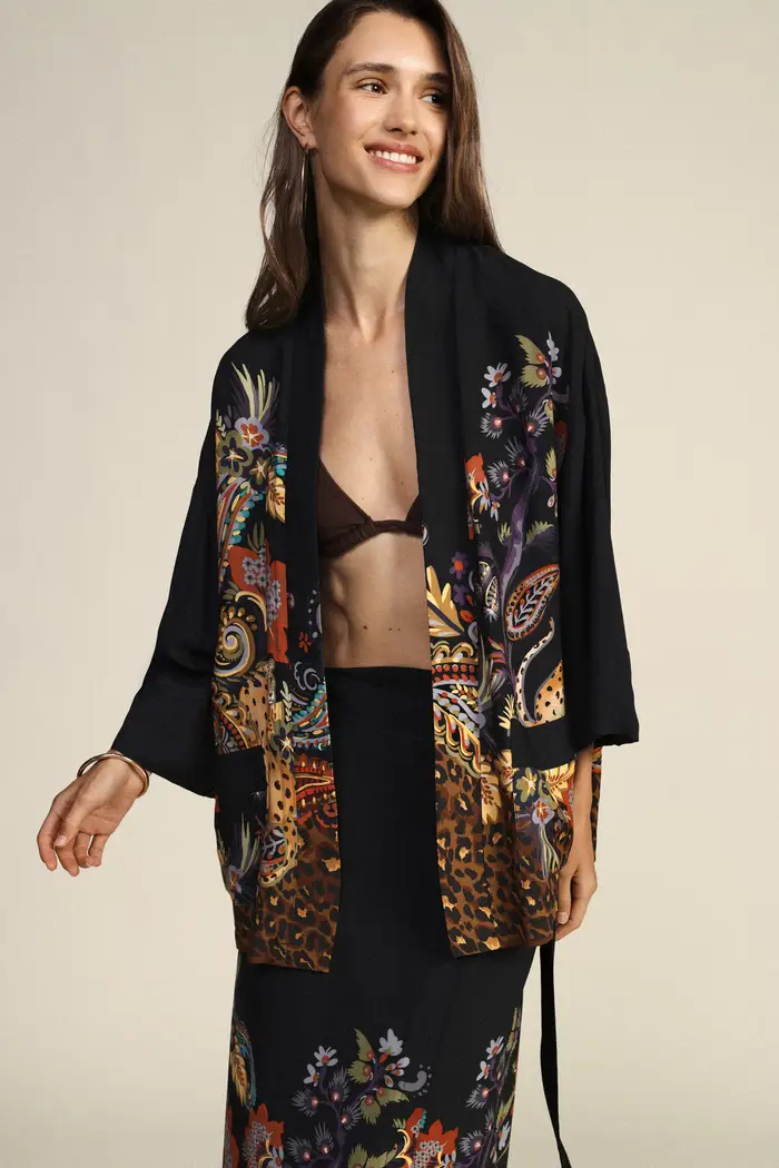 Dixie Cappotto corto fantasia floreale e animalier