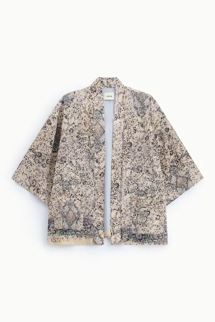 Duster coat con maniche ampie e stampa decorativa