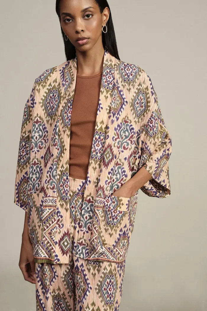 Duster coat fantasia geometrica manica ampia miniatura 4