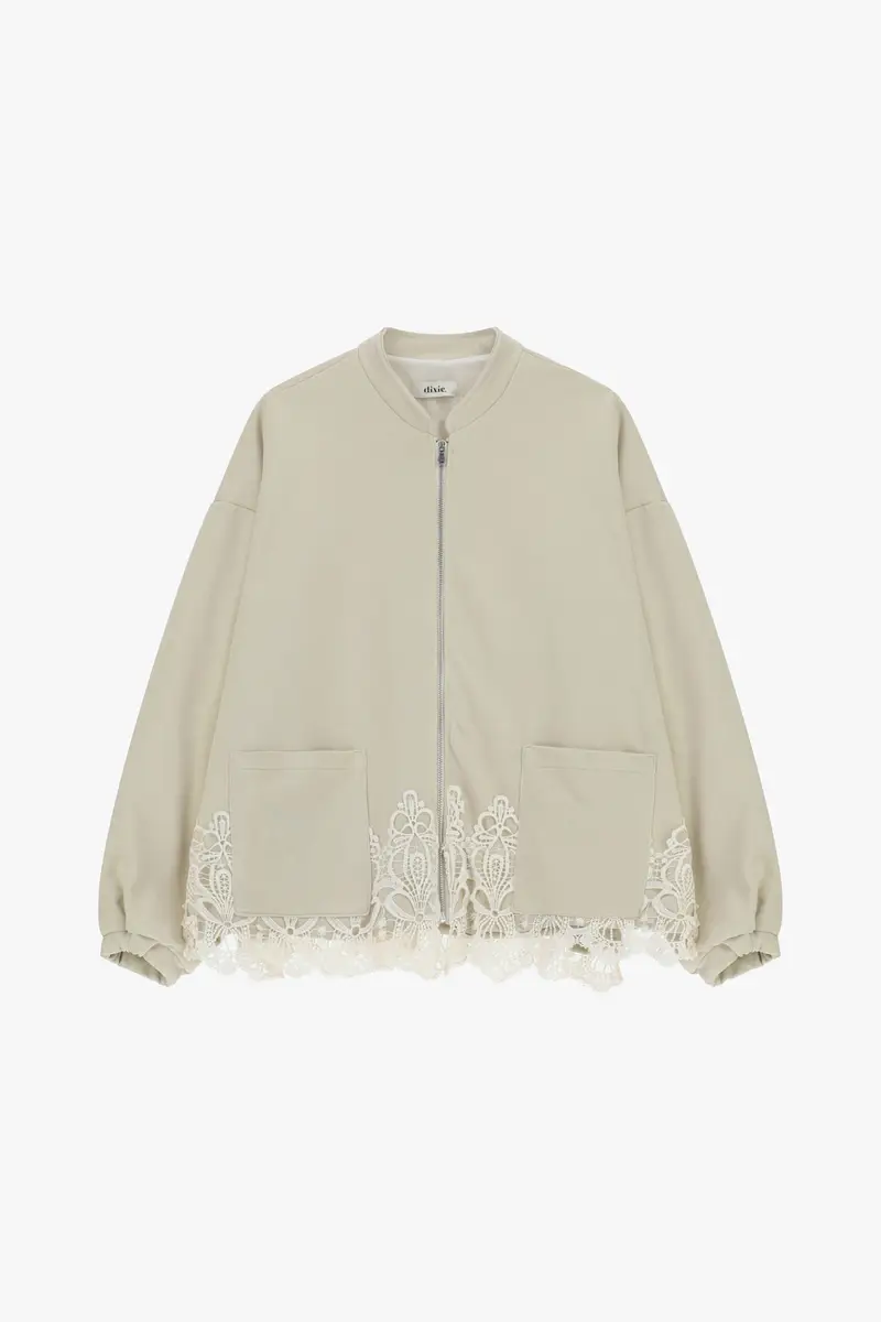 Dixie Felpa zip dettagli pizzo e tasche frontali