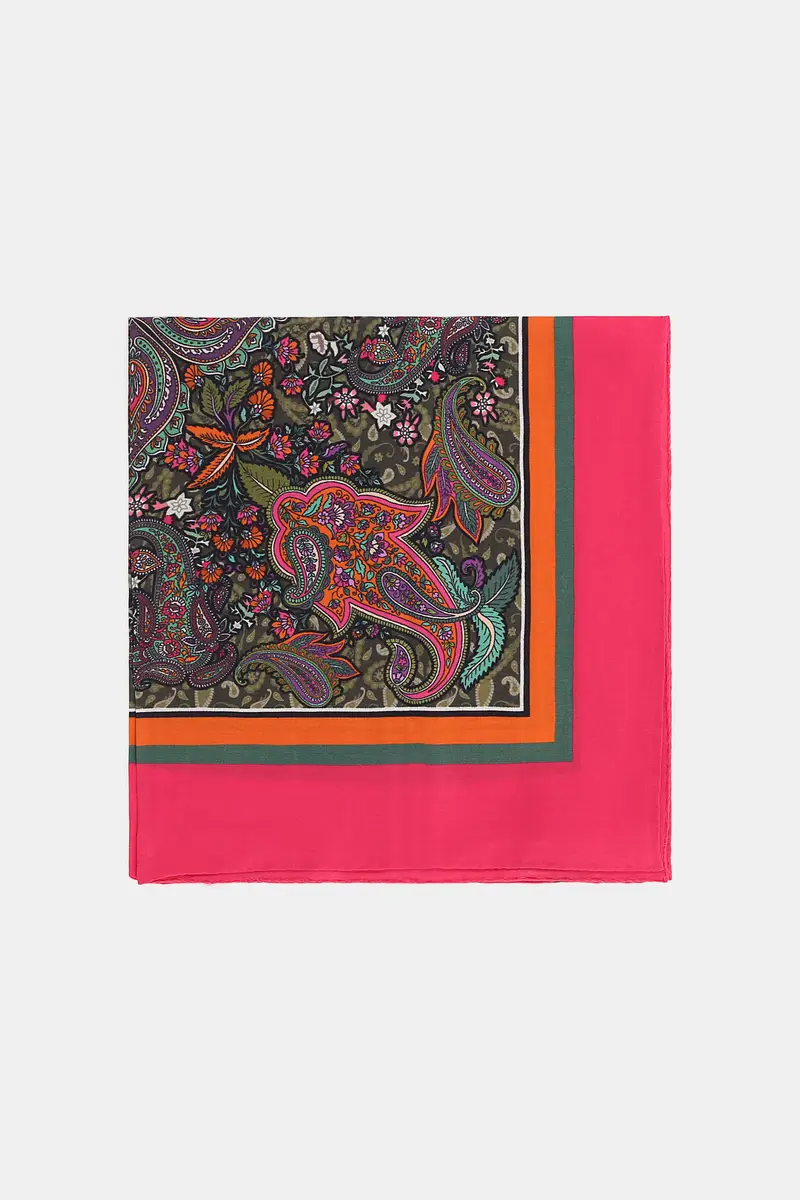 Dixie Foulard quadrato con disegno paisley e bordo a contrasto