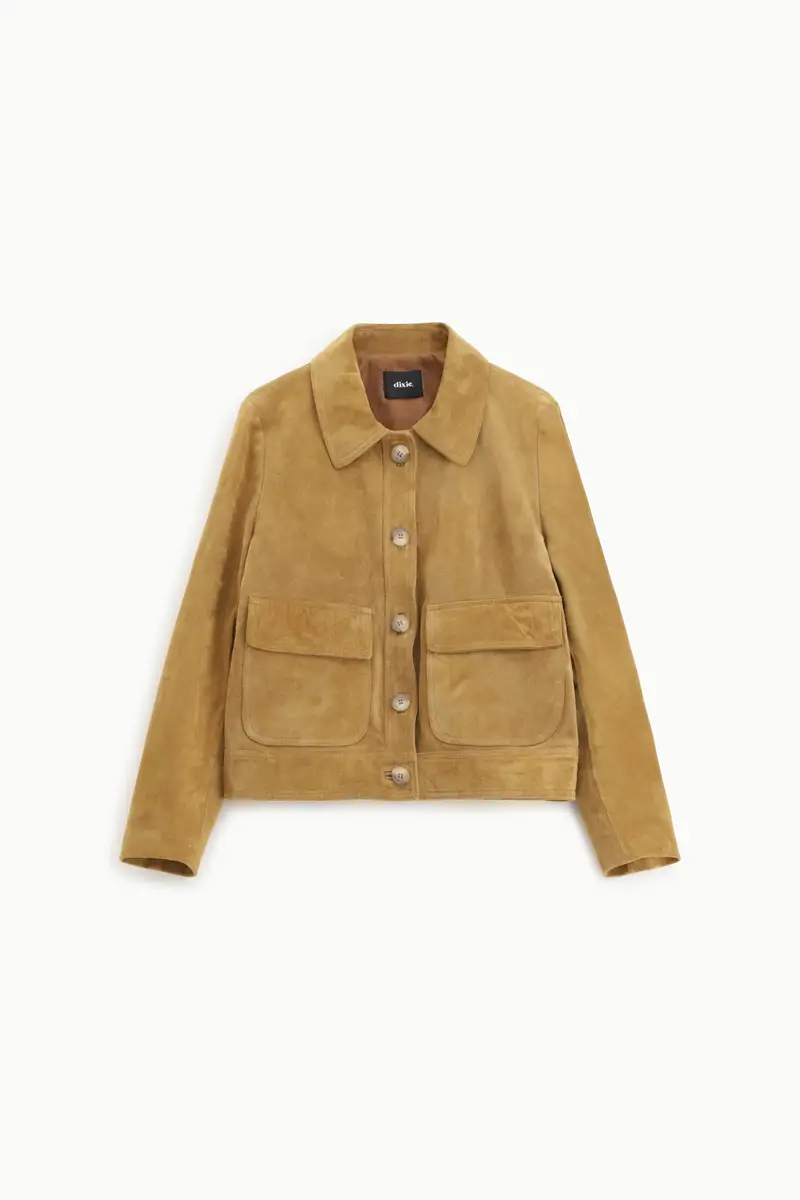 Dixie Giacca in pelle con tasche frontali e bottoni