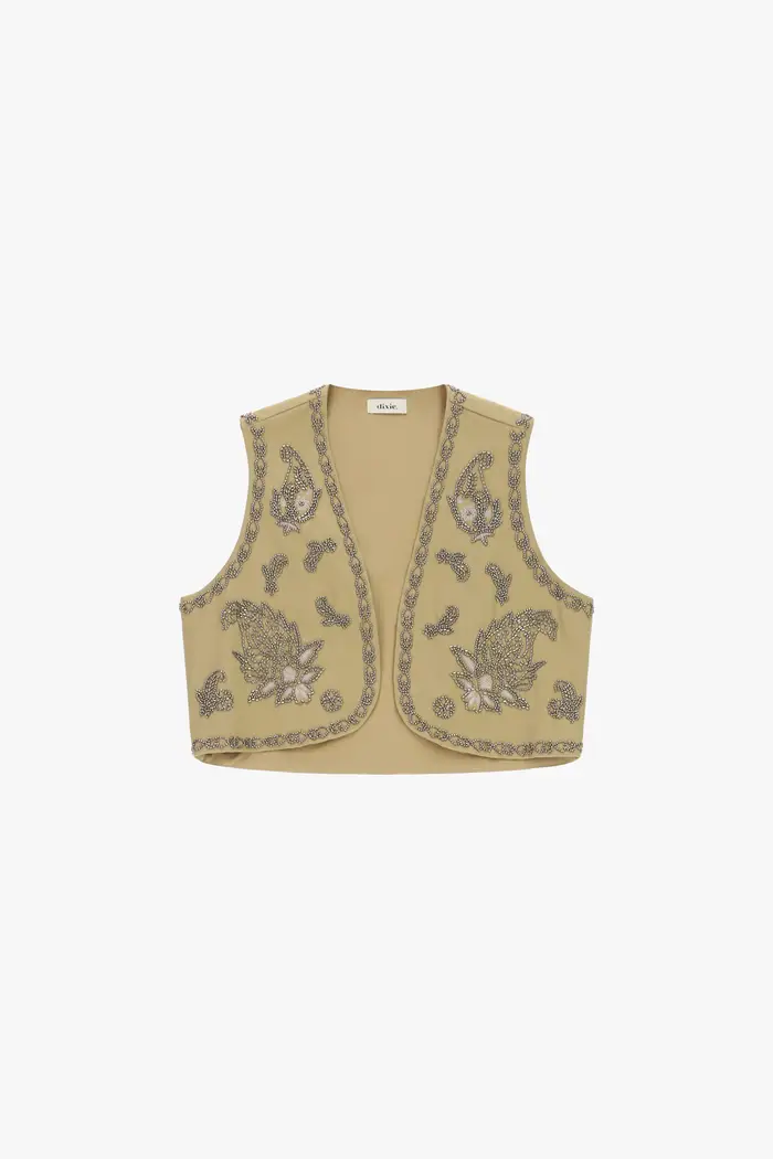 Dixie Gilet corto ricamato con motivi floreali
