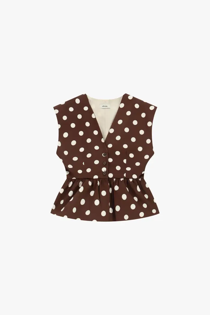 Dixie Gilet scollo a v fantasia pois con bottoni
