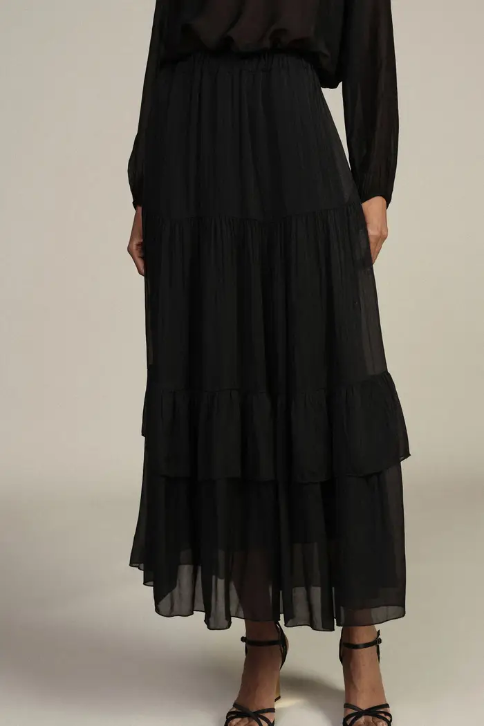 Gonna lunga con balze e vita alta miniatura 4