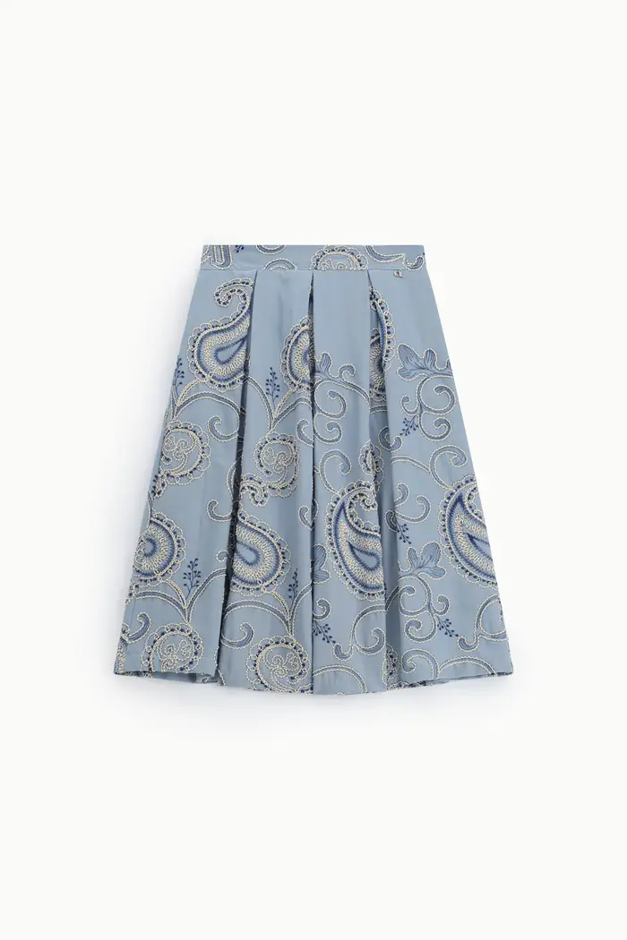 Gonna midi stampa paisley pieghe strutturate