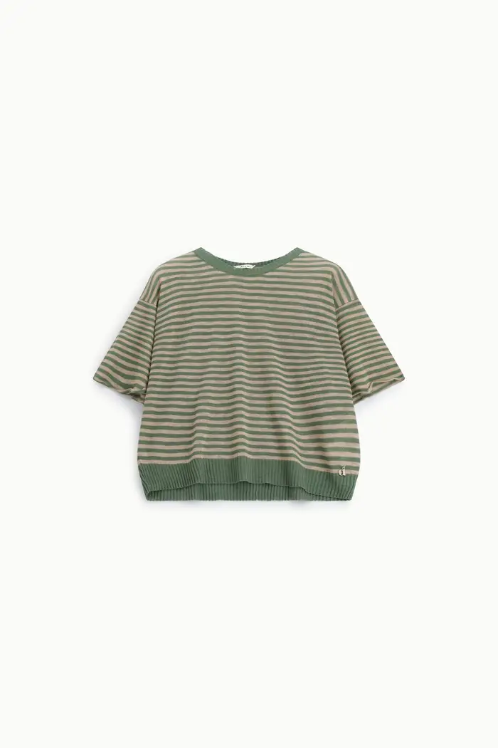 Maglione corto a righe con maniche corte
