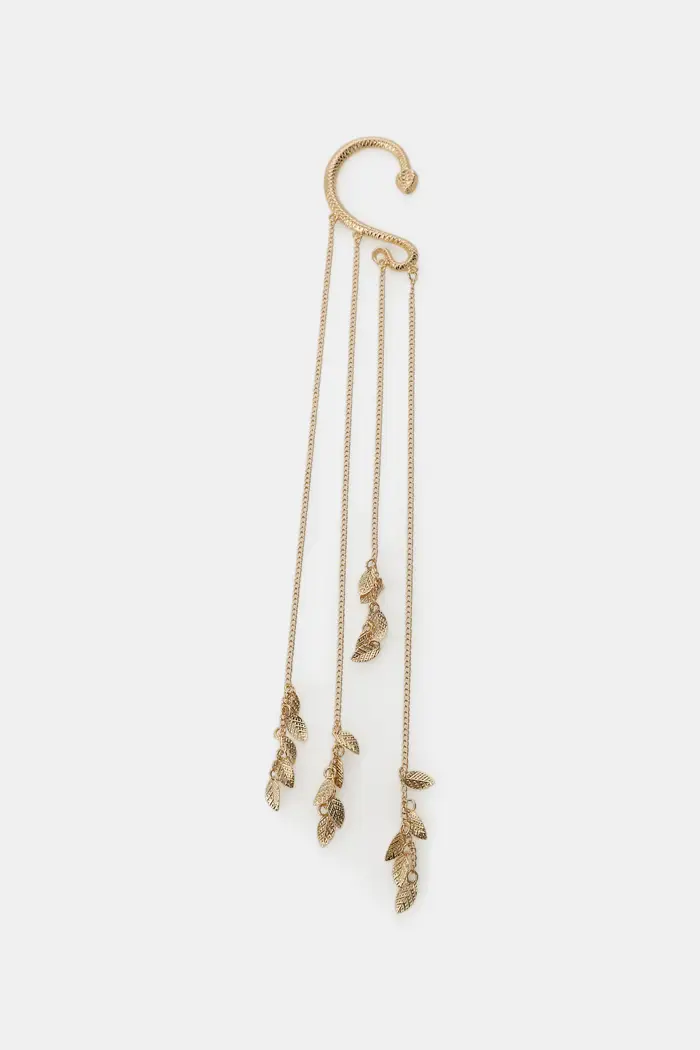 Dixie Orecchino ear cuff serpente con catene e foglie