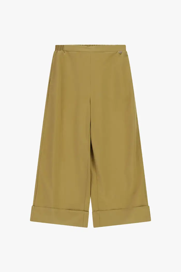 Pantaloni palazzo cropped con risvolto alto