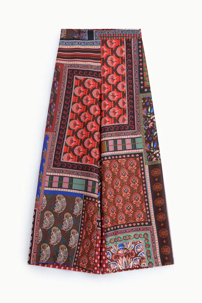 Dixie Pantaloni palazzo fantasia geometrica e floreale