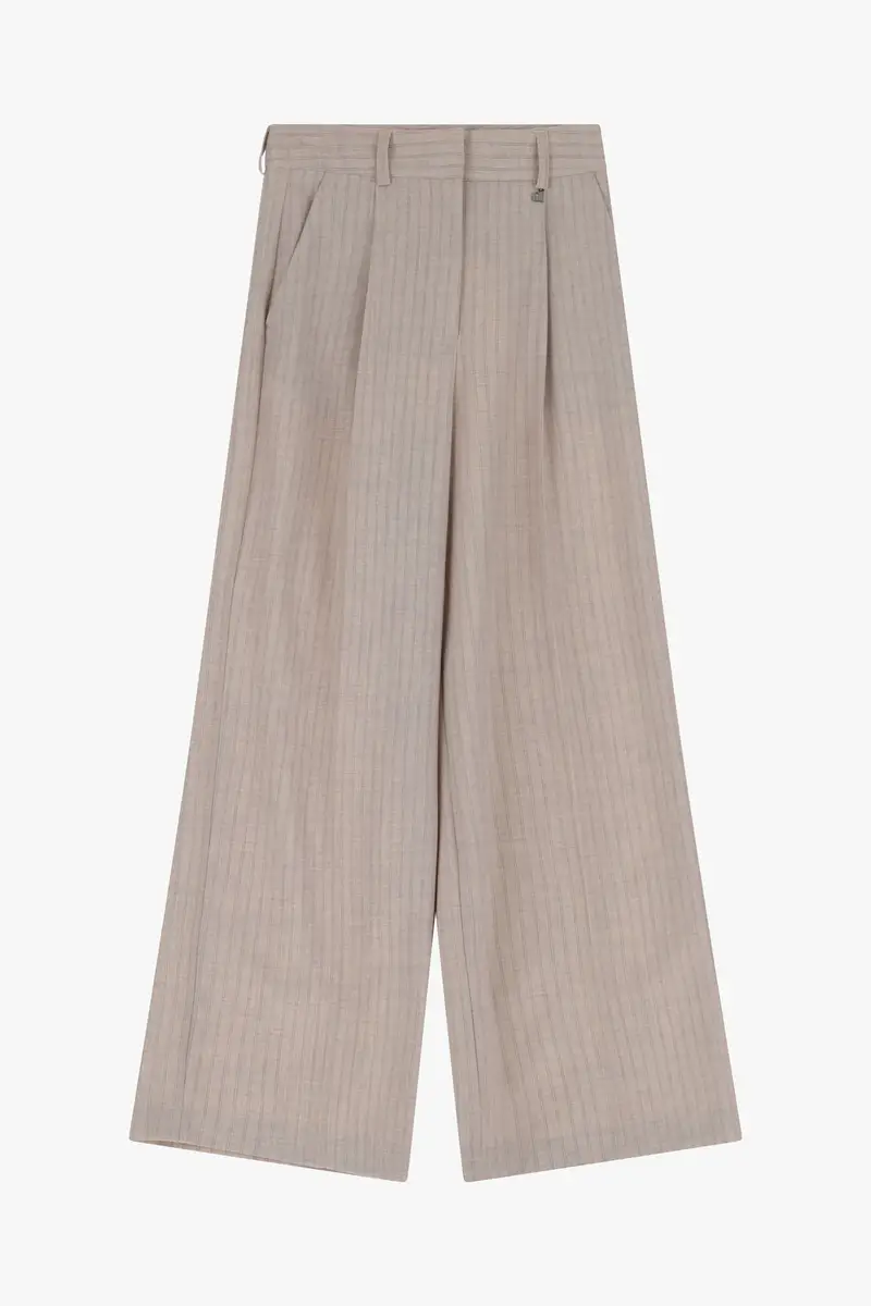 Dixie Pantaloni palazzo gessati vita alta