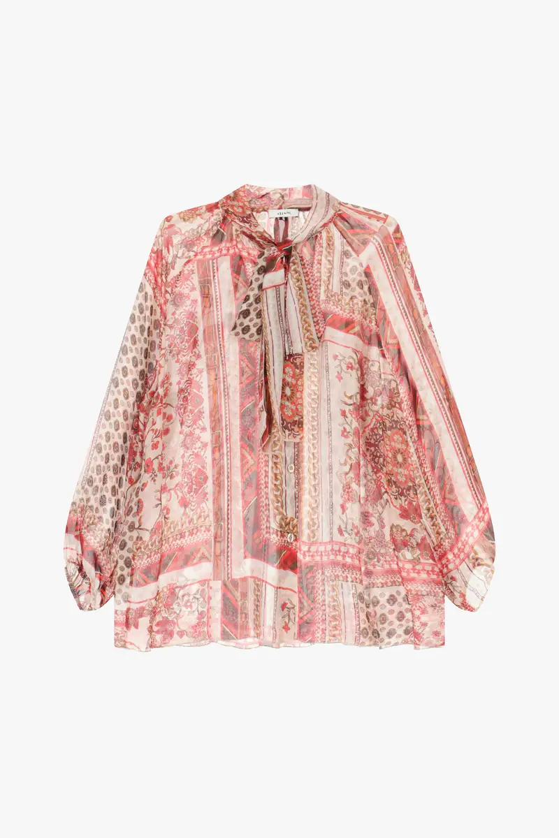 Dixie Shirt ampia fantasia stampa con fiocco frontale