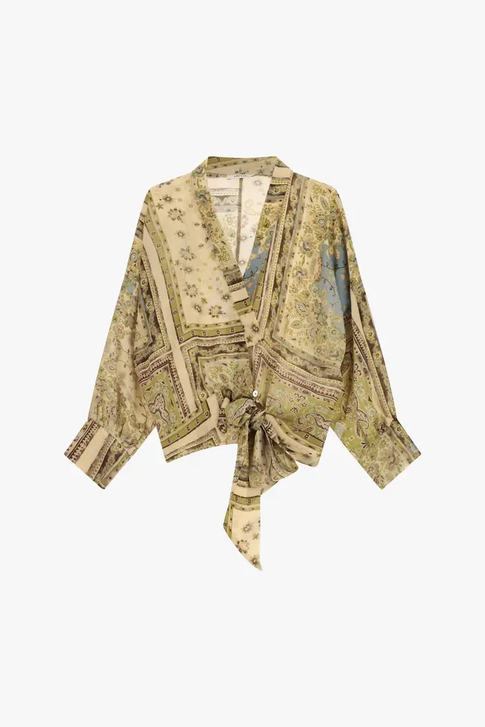 Dixie Shirt con stampa paisley nodo frontale