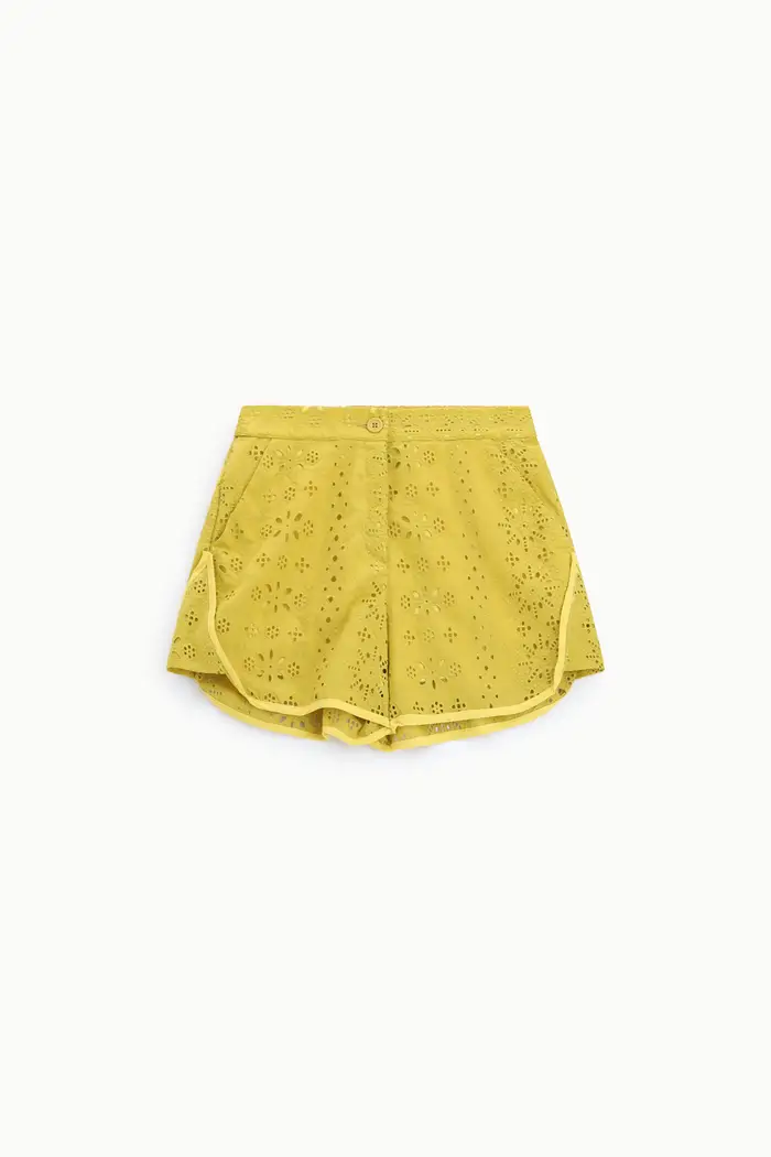 Shorts regular-fit sangallo con bordi stondati