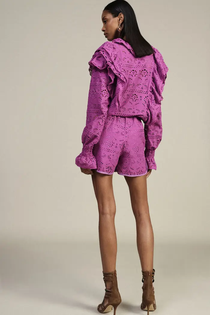 Shorts regular-fit sangallo con bordi stondati miniatura 3