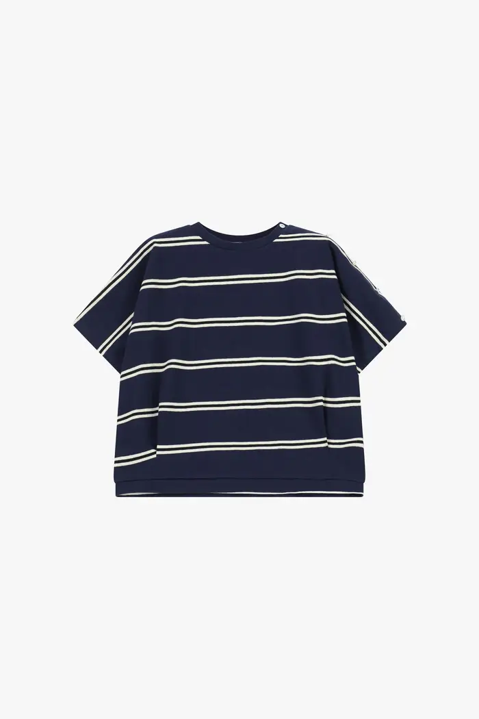 Dixie T-shirt a righe con maniche corte e decorazioni gioiello
