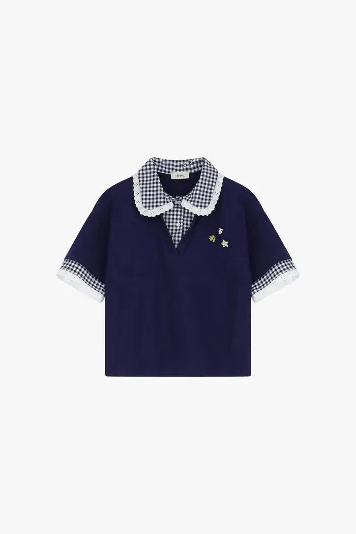 Dixie T-shirt con colletto e maniche a contrasto