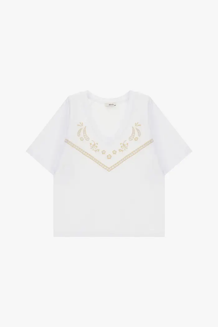 Dixie T-shirt con ricamo geometrico e maniche corte