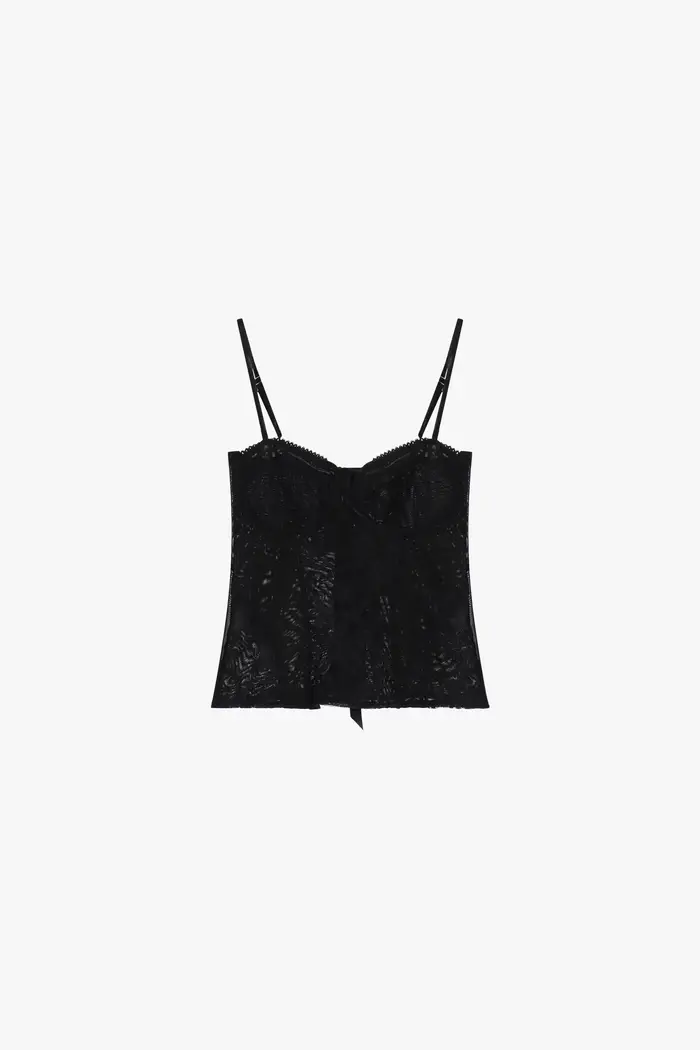 Dixie Top con spalline e pizzo inserto frontale